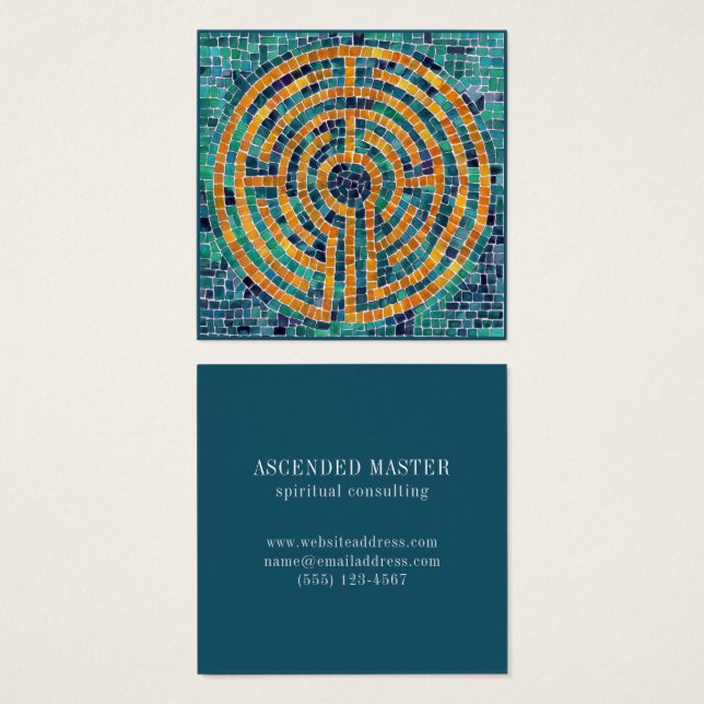 LABYRINTH II Square Business Card - Grün (Vorne & Hinten)
