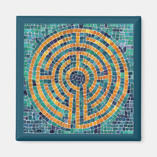 LABYRINTH II Square Magnet - Green (Vorne)