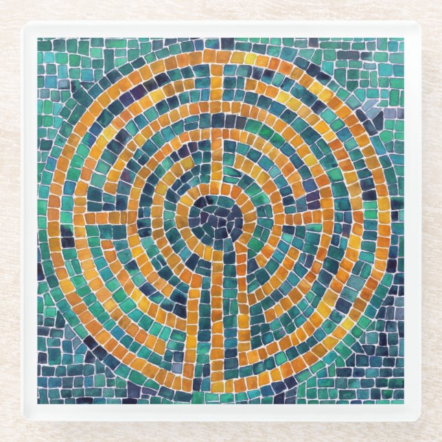 LABYRINTH II Untersetzer aus Glas, weiß (Vorderseite)