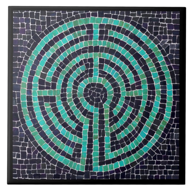 LABYRINTH III 6x6 Keramik Tile - Schwarz Fliese (Vorderseite)