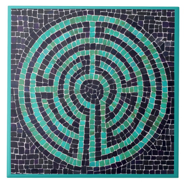 LABYRINTH III 6x6 Keramik Tile - Türkis Fliese (Vorderseite)