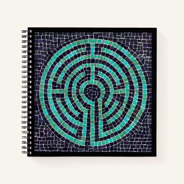 LABYRINTH III 8.5x8.5 SpiralNotebook - Schwarz Notizbuch (Vorderseite)