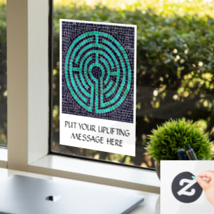 LABYRINTH III 8x11 Window Cling +Text - Schwarz Fensteraufkleber