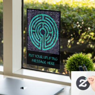 LABYRINTH III 8x11 Window Cling +Text - Schwarz Fensteraufkleber
