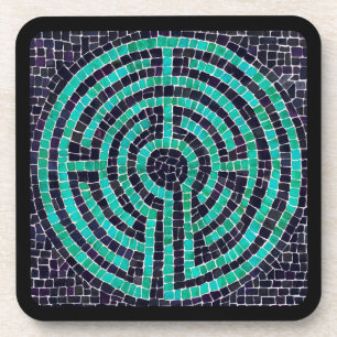 LABYRINTH III Hartplastik-Untersetzer - Schwarz Getränkeuntersetzer