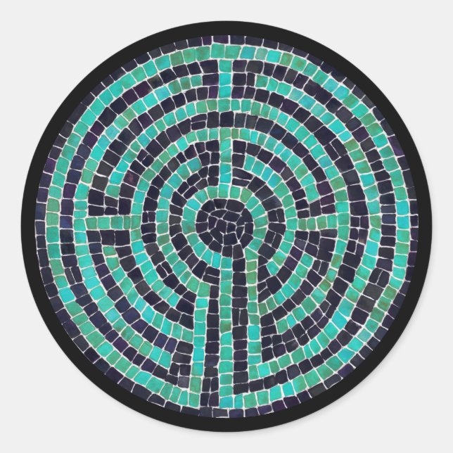 LABYRINTH III Large Round Stickers - Black (Vorderseite)