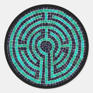 LABYRINTH III Large Round Stickers - Black