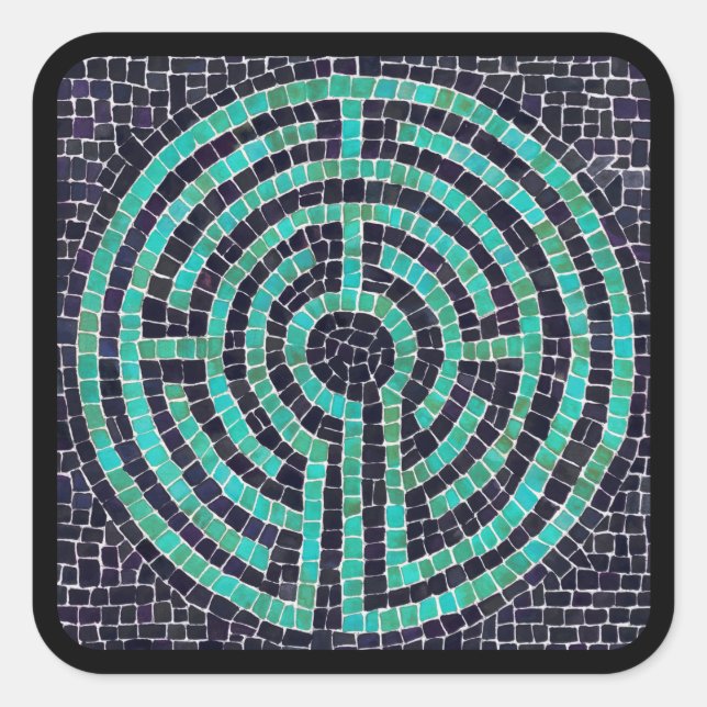 LABYRINTH III Large Square Stickers - Black (Vorderseite)
