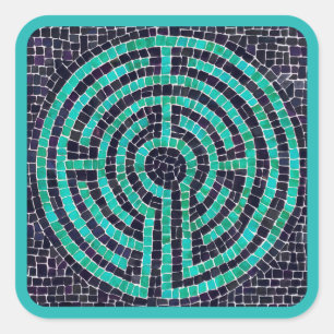 LABYRINTH III Large Square Stickers - Türkis