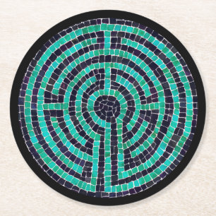 LABYRINTH III Round Paper Untersetzer - Black