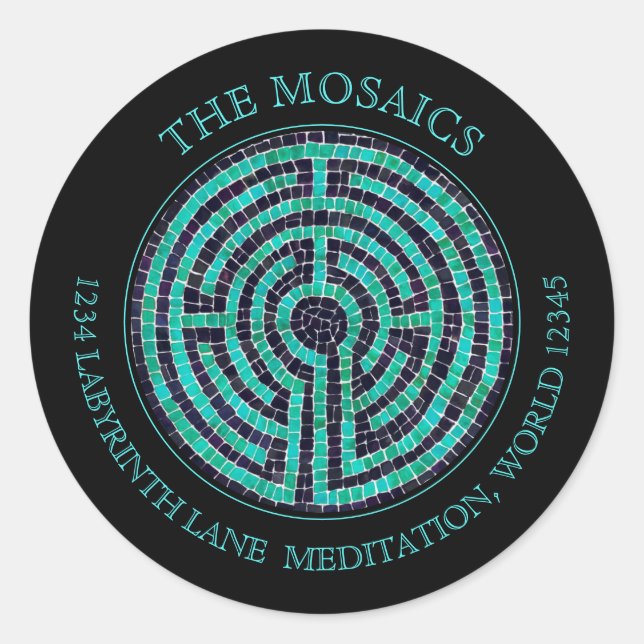 LABYRINTH III Small Address Siegels - Black Runder Aufkleber (Vorderseite)
