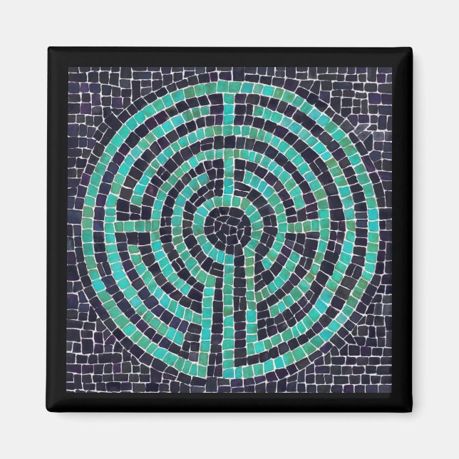 LABYRINTH III Square Magnet - Schwarz (Vorne)