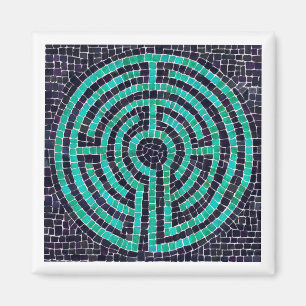LABYRINTH III Square Magnet - Weiß