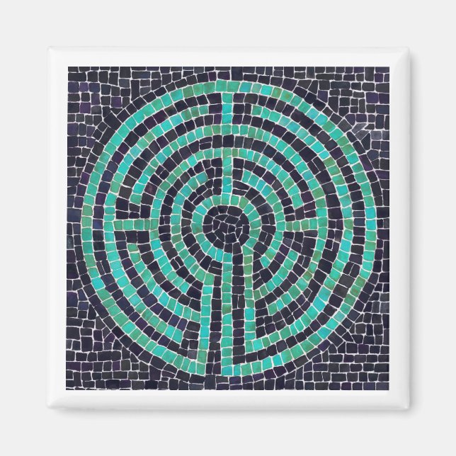 LABYRINTH III Square Magnet - Weiß (Vorne)