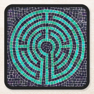 LABYRINTH III Square Paper Untersetzer - Black