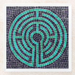 LABYRINTH III Untersetzer aus Glas, weiß