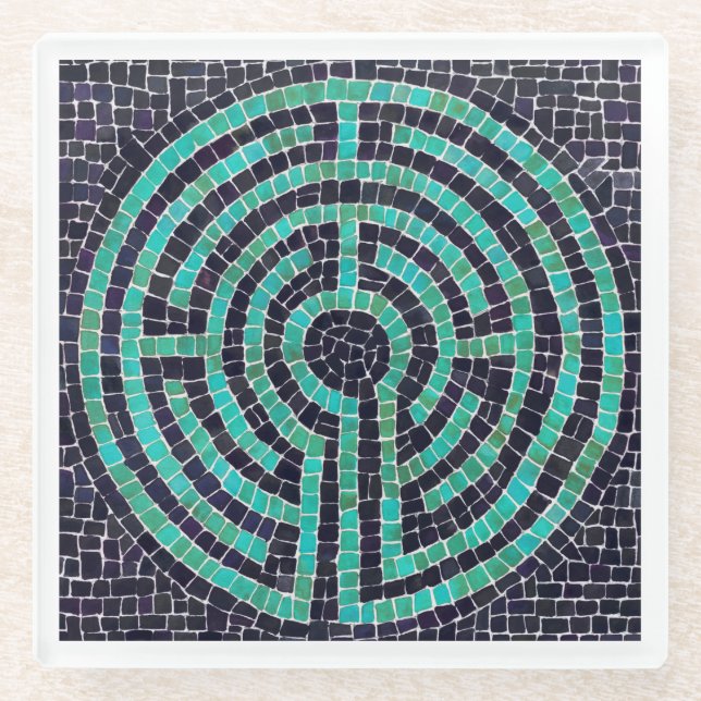 LABYRINTH III Untersetzer aus Glas, weiß (Vorderseite)