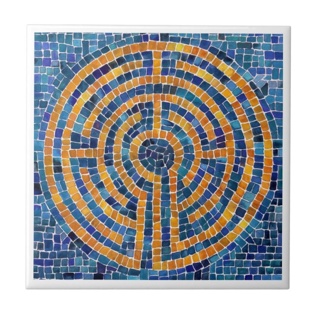 LABYRINTH IV 4.25x4.25 Keramik Tile - weiß Fliese (Vorderseite)