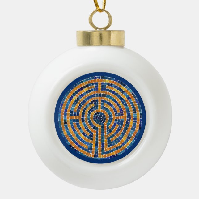 LABYRINTH IV Keramik Ball Ornament (Vorderseite)