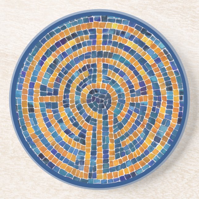 LABYRINTH IV Sandstone Untersetzer - Blau (Vorne)