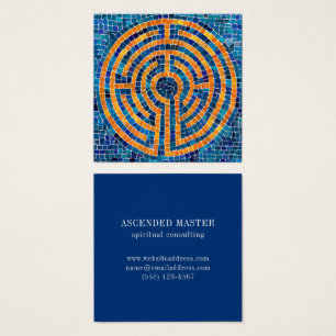 LABYRINTH IV Square Business Card - Blau
