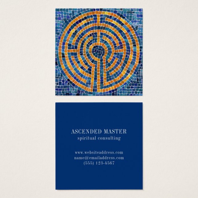 LABYRINTH IV Square Business Card - Blau (Vorne & Hinten)