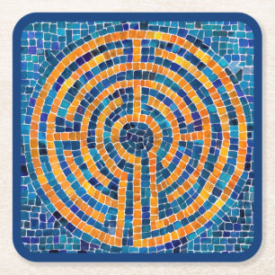 LABYRINTH IV Square Paper Untersetzer - Blue