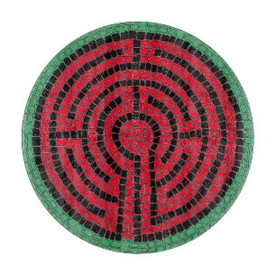 LABYRINTH IX 12" Runde Glas Schneidunterlage Schneidebrett