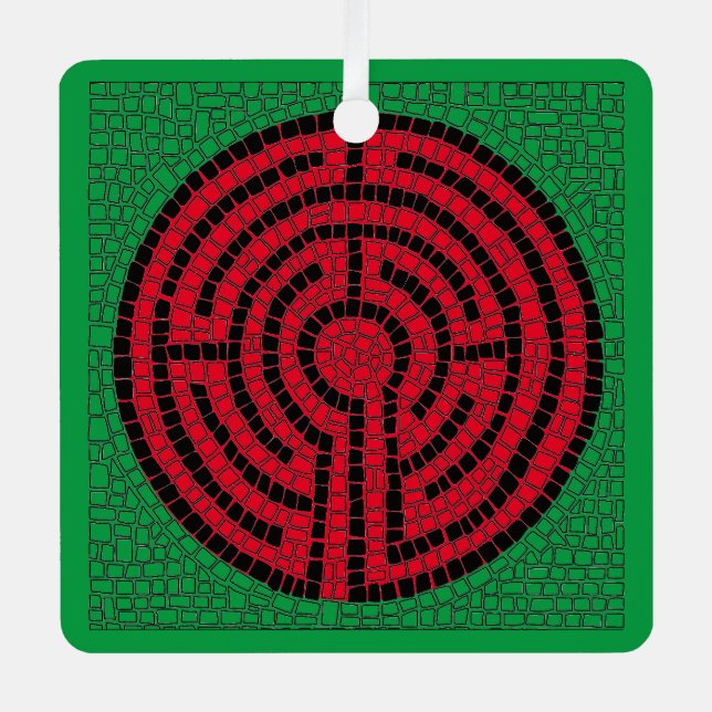 LABYRINTH IX Metal Square Ornament Aus Metall (Vorderseite)