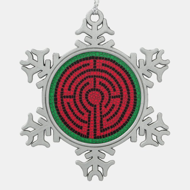 LABYRINTH IX Schneeflocken Zinn-Ornament (Vorderseite)