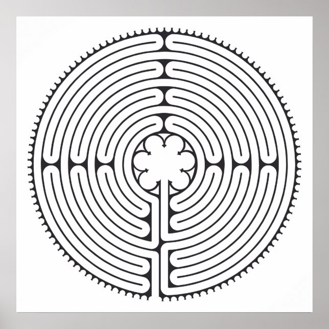 Labyrinth Kathedrale Chartres Black and White Poster (Vorne)