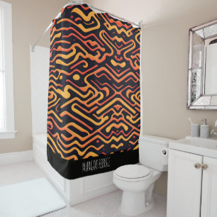 Labyrinth logrus Mystical Orange Geometric Pattern Duschvorhang