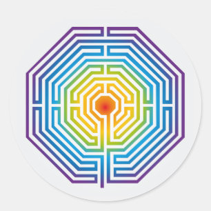 Labyrinth Maze Kathedrale von Amiens Black and Whi Runder Aufkleber