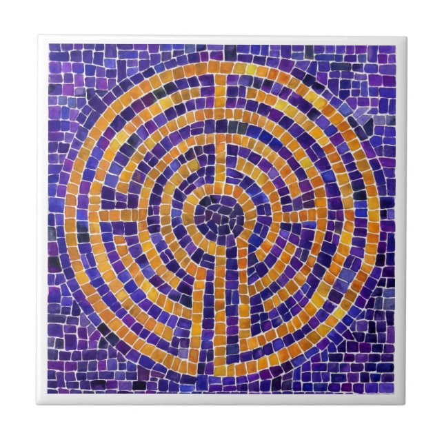 LABYRINTH MOSAIC 4.25x4.25 Keramik Tile - weiß Fliese (Vorderseite)