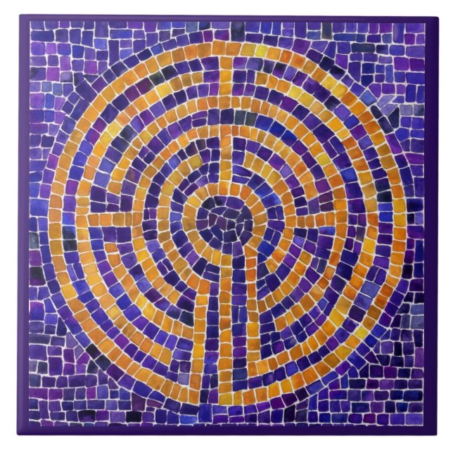 LABYRINTH MOSAIC 6x6 Keramik Tile - Lila Fliese (Vorderseite)