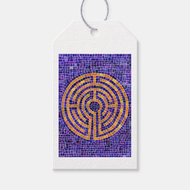 LABYRINTH MOSAIC Gift Tags - Weiß Geschenkanhänger (Vorderseite)