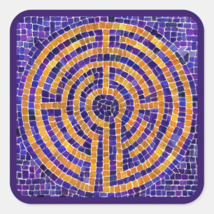 LABYRINTH MOSAIC Large Square Stickers - Lila