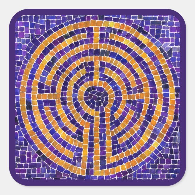 LABYRINTH MOSAIC Large Square Stickers - Lila (Vorderseite)