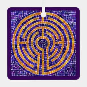 LABYRINTH MOSAIC Metal Square Ornament Aus Metall