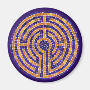 LABYRINTH MOSAIC Round Magnet - Lila
