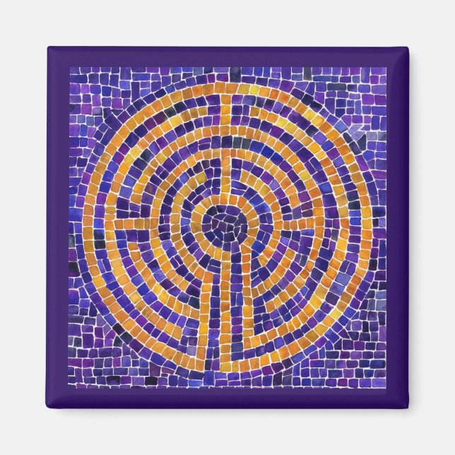 LABYRINTH MOSAIC Square Magnet - Lila (Vorne)