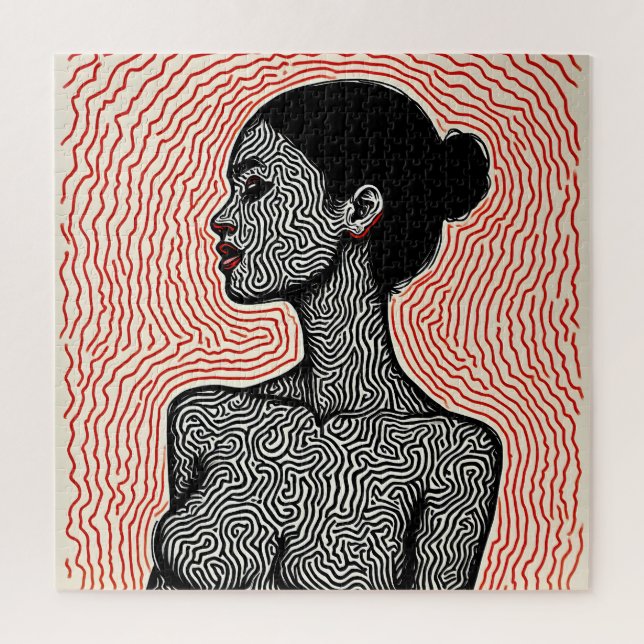 Labyrinth of Her Awakening – A Minimalist Portrait Puzzle (Vertikal)