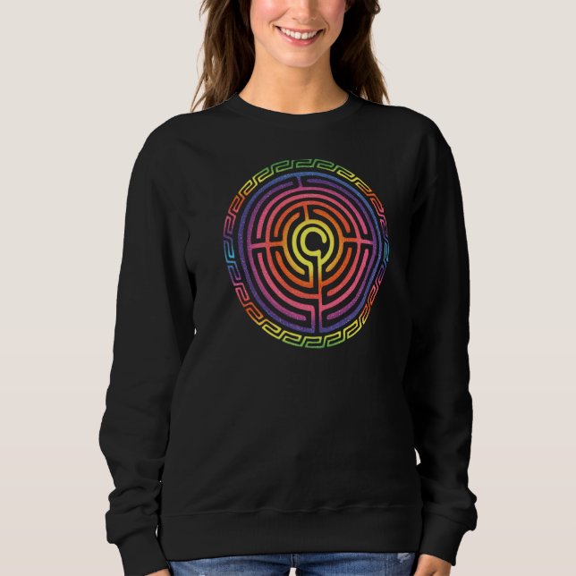 Labyrinth Protection Symbol Magic Mystic Occultisk Sweatshirt (Vorderseite)