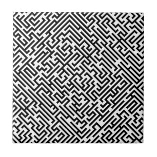 Labyrinth - Schwarz-Weiß-Muster Fliese