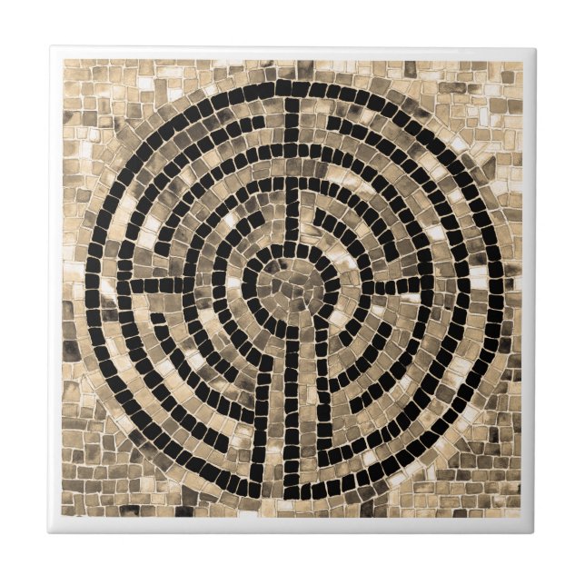 LABYRINTH V 4.25x4.25 Keramik Tile - weiß Fliese (Vorderseite)