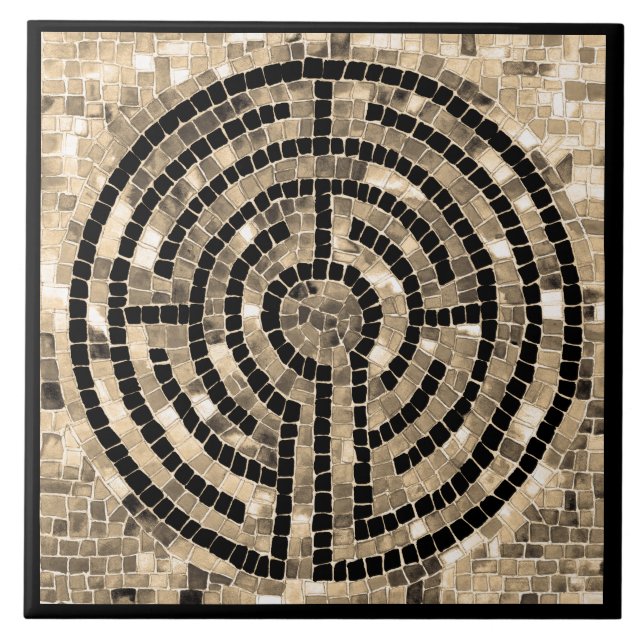 LABYRINTH V 6x6 Keramik Tile - Schwarz Fliese (Vorderseite)