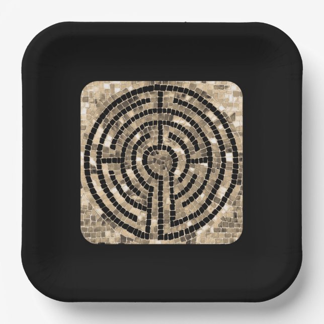 LABYRINTH V 9" Square Paper Tellers - Black Pappteller (Vorderseite)