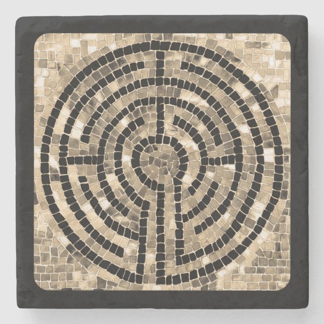 LABYRINTH V Marmorstein Untersetzer - Schwarz (Vorderseite)