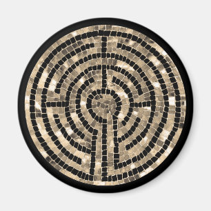 LABYRINTH V Round Magnet - Schwarz