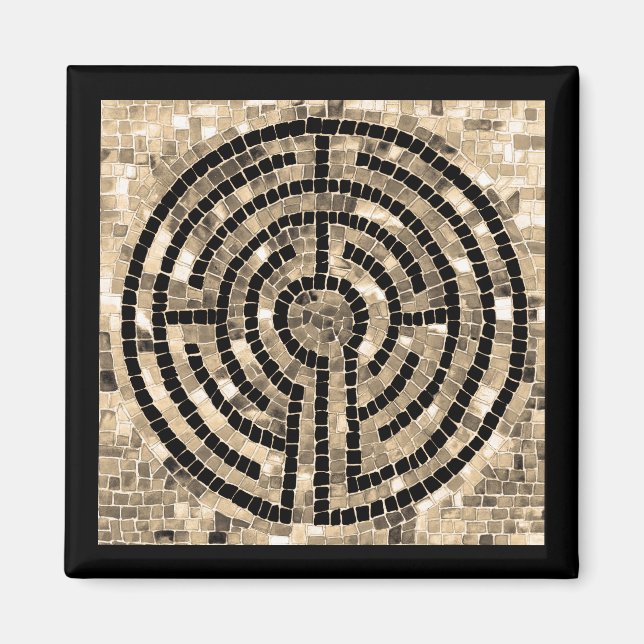 LABYRINTH V Square Magnet - Schwarz (Vorne)